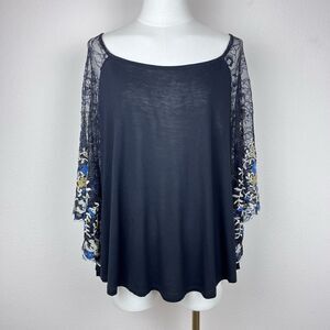 Anthropologie Akemi Kin Shirt Womens Small Callista Lace Embroidered Floral Boho